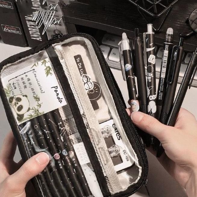 

Kotak Sil / Large Capacity Kawaii Cil Cases / Dan Stationery Dual Zipper / Dompet Sil / Cil Case Casual Transparan / Cil Bag Student Stationery Organizer School Supplies