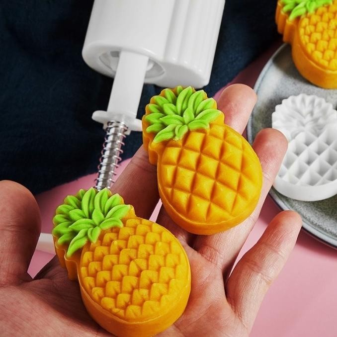 Cetakan Nastar Taiwan Nanas 3D Plunger 50Gr Nenas Mooncake Kue Bulan