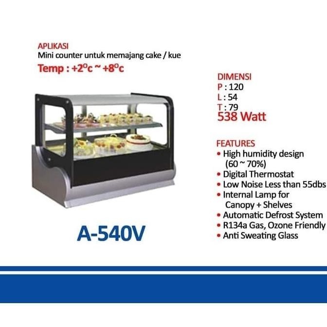 [Best Quality] Showcase Cake / Countertop Cake Showcase Gea A-540V / Cooler