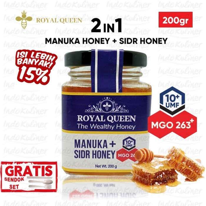 

Ready Madu Manuka UMF 10+ MGO263+ Plus Sidr Honey Blend Royal Queen 200 Gram