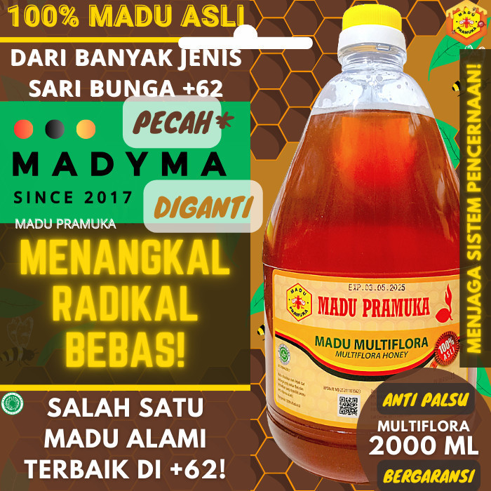 

Ready Madu Pramuka Multiflora Honey 2000 ml 2 Liter 2 L Bukan Madu Nusantara