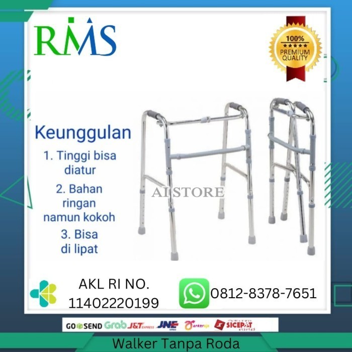 Alat Bantu jalan Tongkat Walker Kaki 4 Kruk/Walker Tanpa Roda