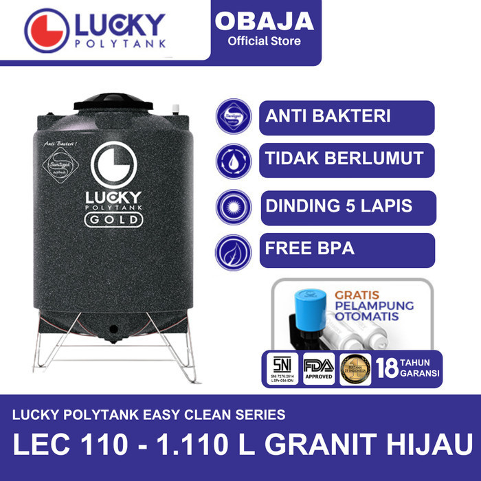 Lucky Polytank Toren / Tandon Air E Clean 110 Lucky Polytank Granit Hijau
