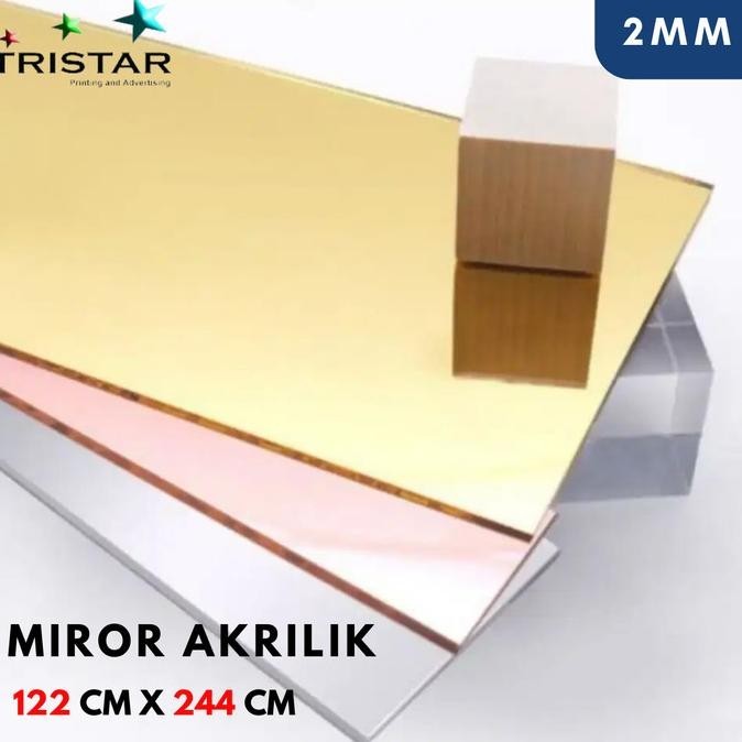 Acrylic Mirror Akrilik Lembaran 122x244 Silver / Emas Gold / Rose Gold KS
