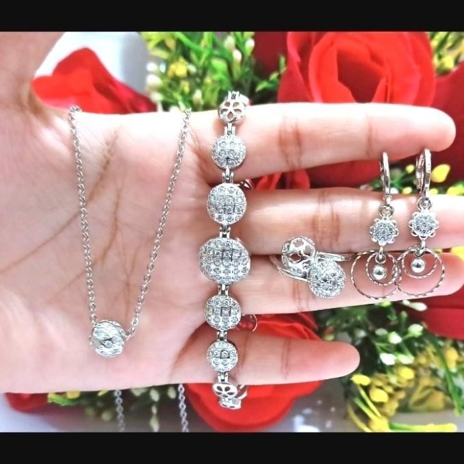 set perhiasan lapis emas putih XSPL
