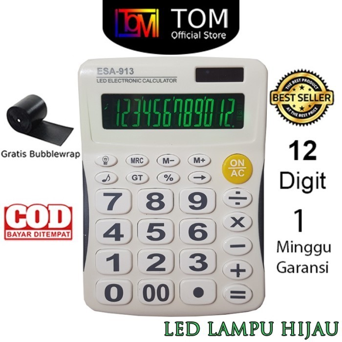 

Ready popular! Kalkulator Digital ESA 913 LED - Calculator Lampu Hijau LED