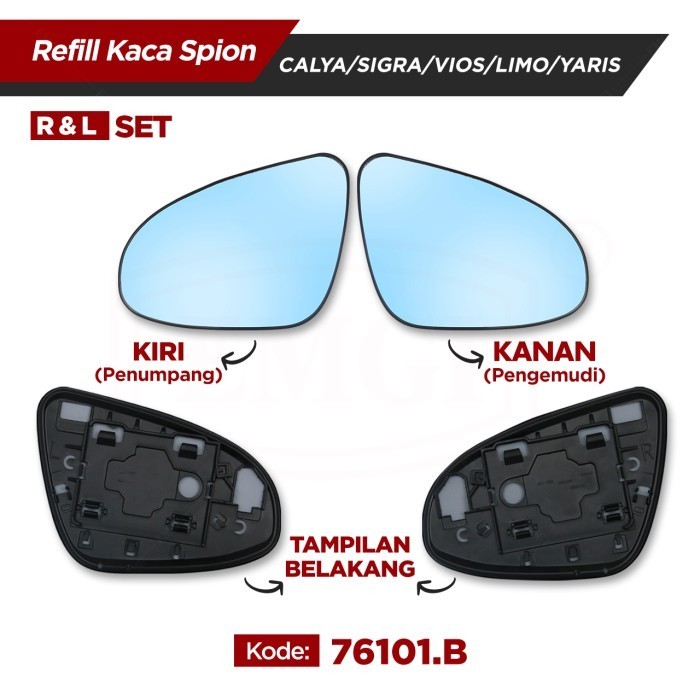 Kaca Spion Refill Biru Set - Spion Mobil Calya Sigra Vios Yaris