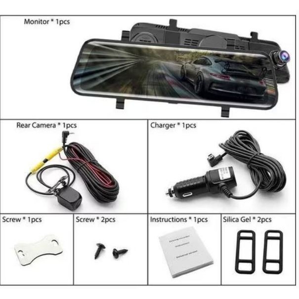 Dashcam Kamera Spion Mobil Dvr Full Touch Screen Hd Depan Belakang