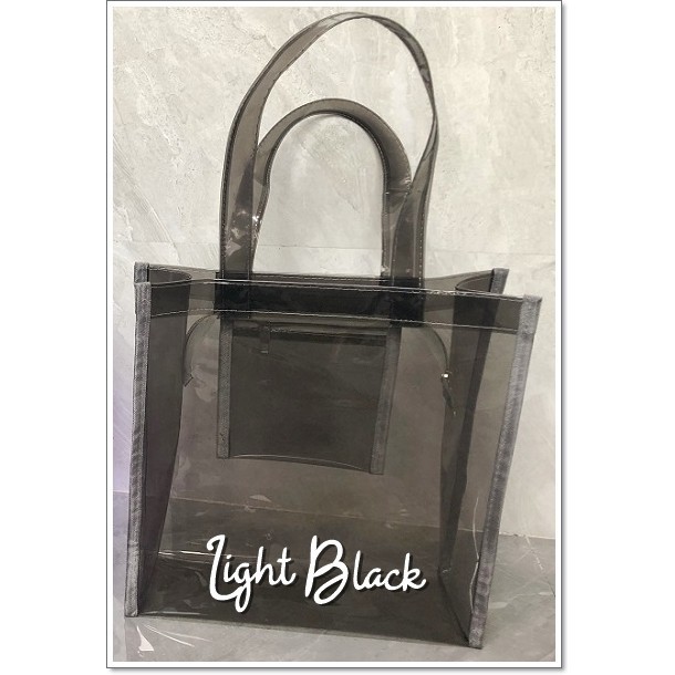 Tas Belanja Transparan Pvc Mika Warna / Tas Tote Bag Polos Goodie Bag