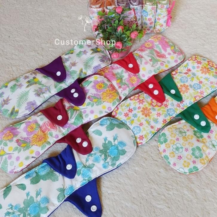 (Isi 6Pcs)Pembalut Kain Malam, Menspad Night, Pembalut Kain Wanita, Pembalut Cuci Ulang Isi 6Pcs