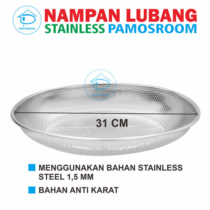 Pamosroom Nampan Stainless Oval Wadah Prasmanan Wadah Peniris 31Cm
