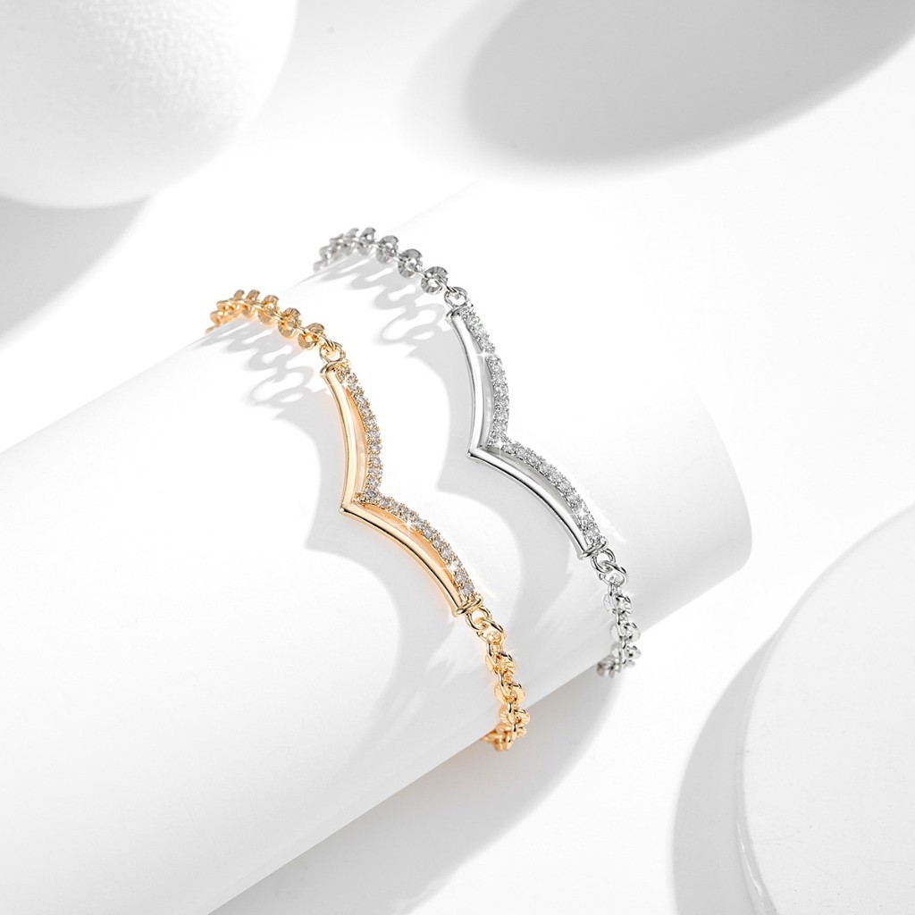 LM389 [COD] Gelang Berlian Imitasi Wanita Dewasa Modis Baja Tahan Karat Berlapis Titanium