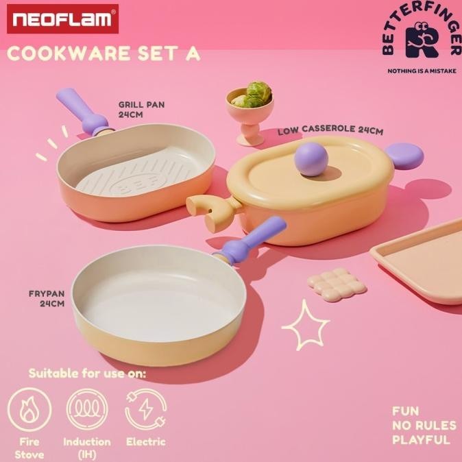 [Ready] Neoflam Better Finger Set / Panci Keramik Korea