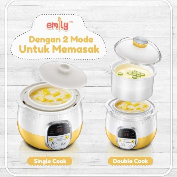 [New] Emily Slow Porridge Cooker Claypot 0.8L Pembuat Bubur