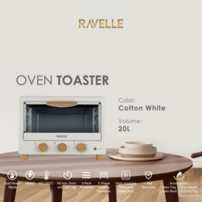 [Baru] Ravalle Oven Listrik Toaster 20 L-Korean Oven Toaster -Cotton White