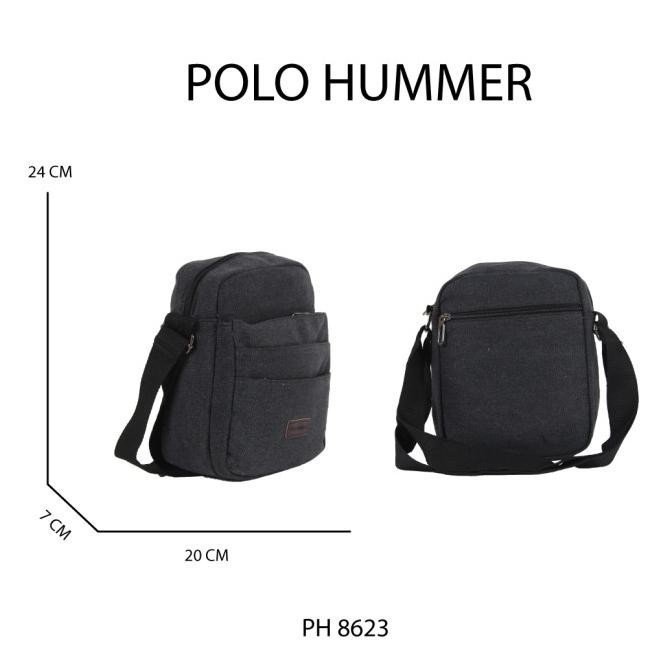 Tas Slempang Pria Banyak Kantong - Sling Bag Kanvas POLO HUMMER