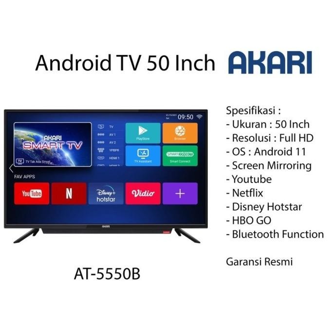 [Baru] Akari At-5550B 50 Inch Led Tv Smart Android Tv