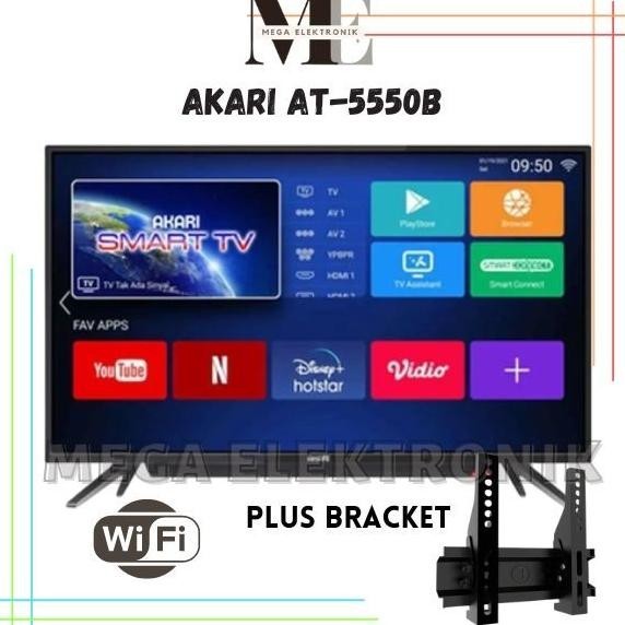 [Ready Stock] Akari At-5550B 50 Inch Led Tv Smart Android Tv + Bracket