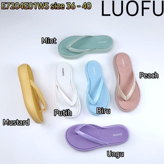 E7204E01Ws Luofu Original Jelly Sandal Karet Cewek Jepit Wanita Import
