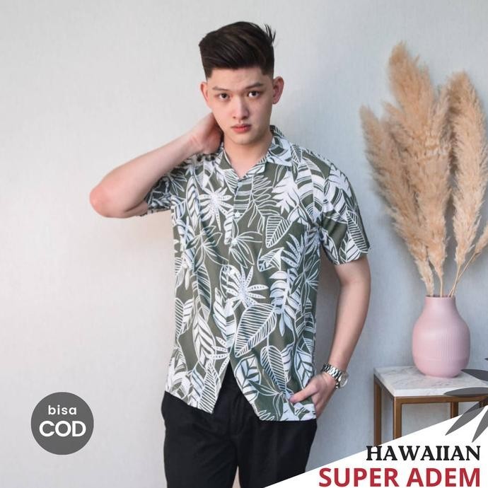 Kemeja Pantai Pria Rayon Baju Hawai Motif Floral Hawaii Kasual Shirt