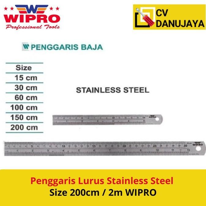 

BEBAS ONGKIR - Penggaris garisan ruller Lurus Stainless Steel Size 200cm / 2M WIPRO
