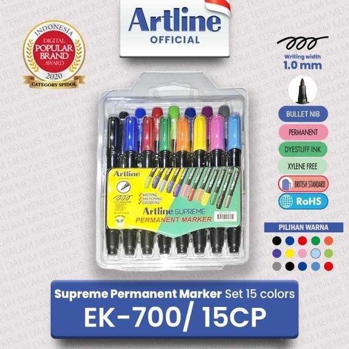 

NEW ARTLINE Spidol Supreme Permanent Marker SET 15 Colours EPF-700
