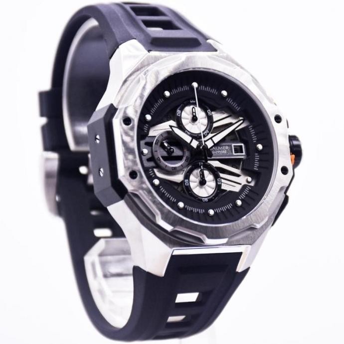 [Garansi] Jam Tangan Rubber Pria Balmer 8818 B.8818 Silver Black Original