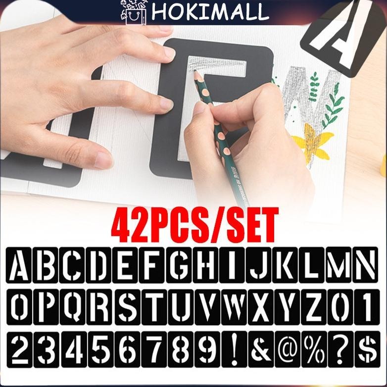 

Premium 42Buah/Set Cetakan Huruf Angka Stencils Stensil Plastik Pylox Cat Semprot Viral