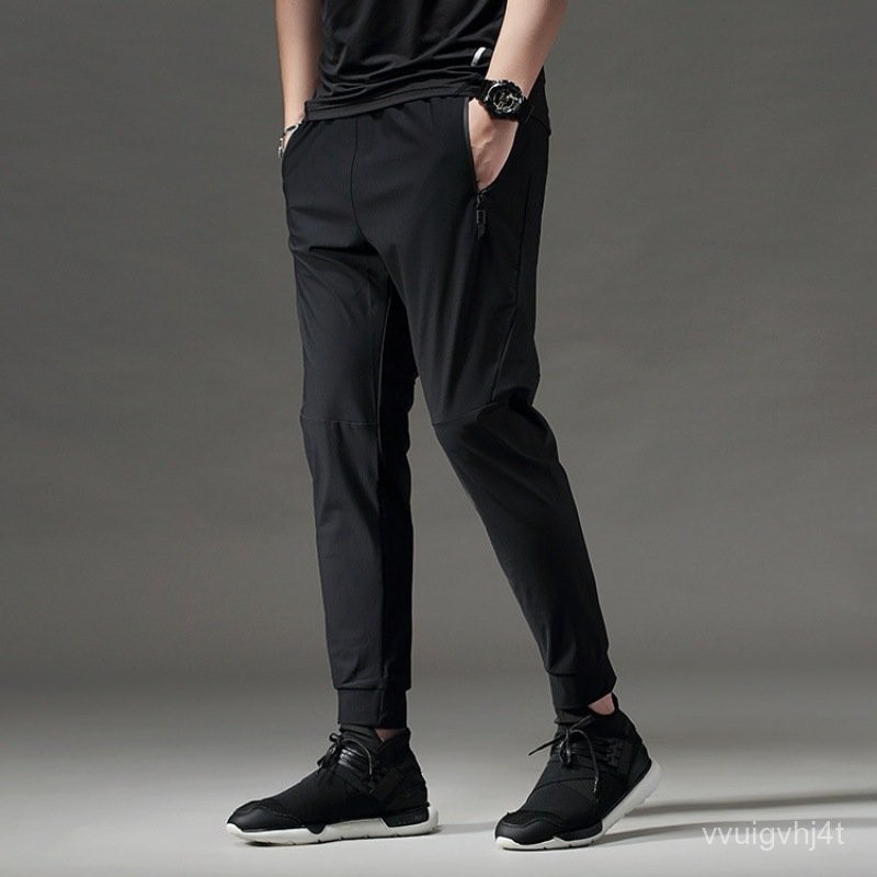Quick-Drying Sports Trousers Casual Ice Silk Stretch Breathable Running Pants Skinny Pants Men's Spo