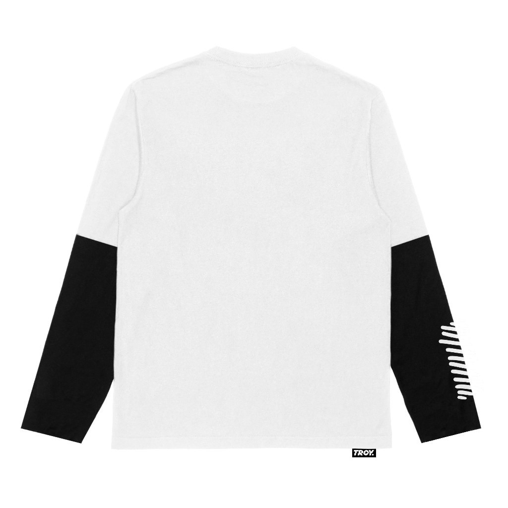 Troy Company Double Layer Longsleeve Tshirt Putih Hitam YK ID DS 2562