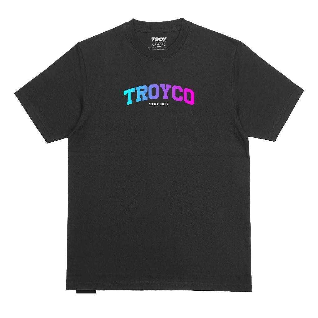 Troy Company Tshirt Black Spotlight Curved - Kaos Pria Lengan Pendek Hitam MT 2452