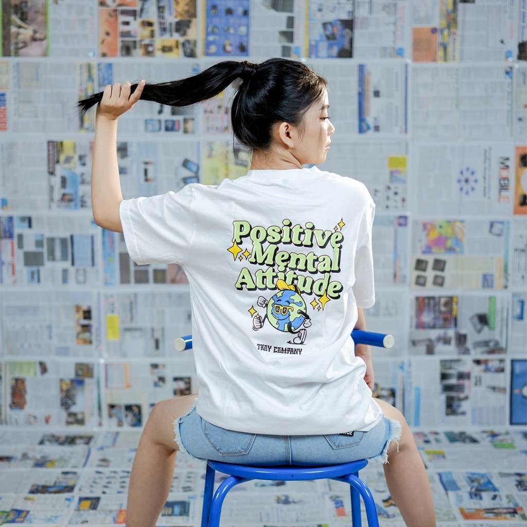 Troy Company Tshirt White Positive Mental Attitude - Kaos Pria Lengan Pendek Putih MT 2289
