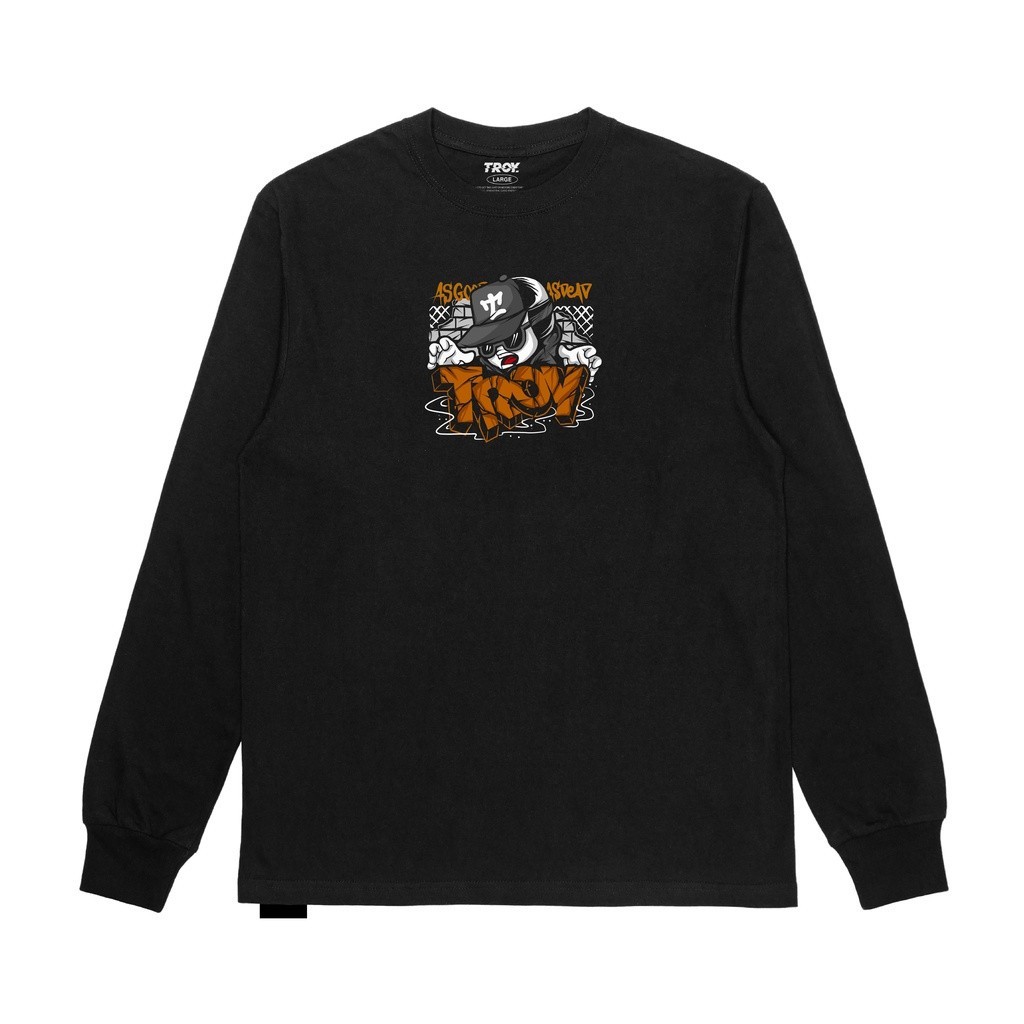 Troy Company Kaos Pria Lengan Panjang Hitam - Hipster Hip Hop Longsleeve Tshirt Black LSD 2164