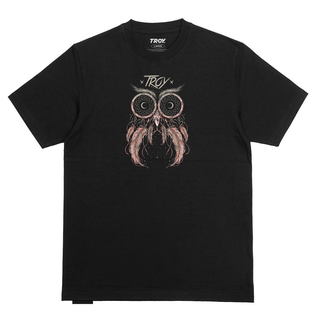 Troy Company Tshirt Black Wise Owl Dreamcatcher - Kaos Pria Lengan Pendek Hitam MT 2193