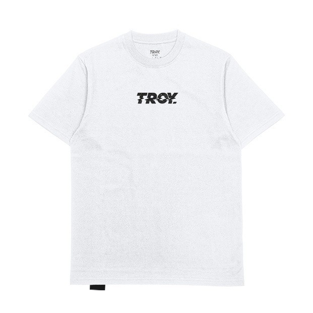 Troy Company T-Shirt White Italic Bold - Kaos Pria Lengan Pendek Putih MTD 1779
