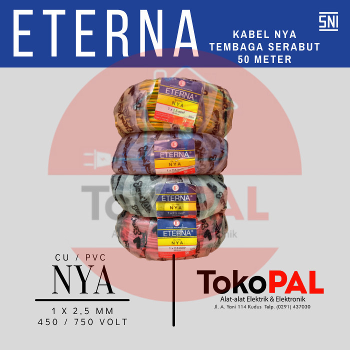 Kabel Eterna Nya 2,5Mm Kabel Listrik 50 Meter Tembaga Tunggal