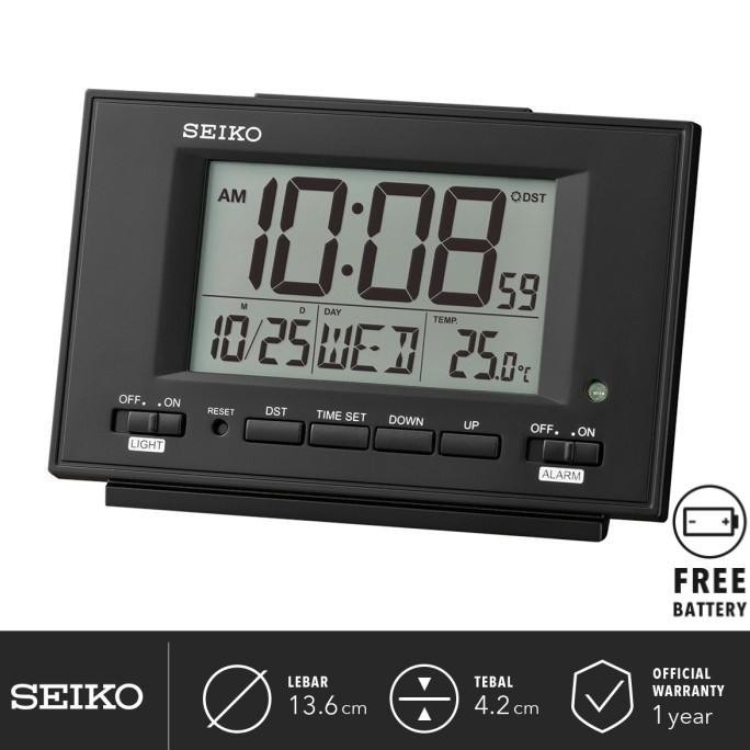 Jam Weker Beker Seiko Digital QHL075K All Feature Standing Original