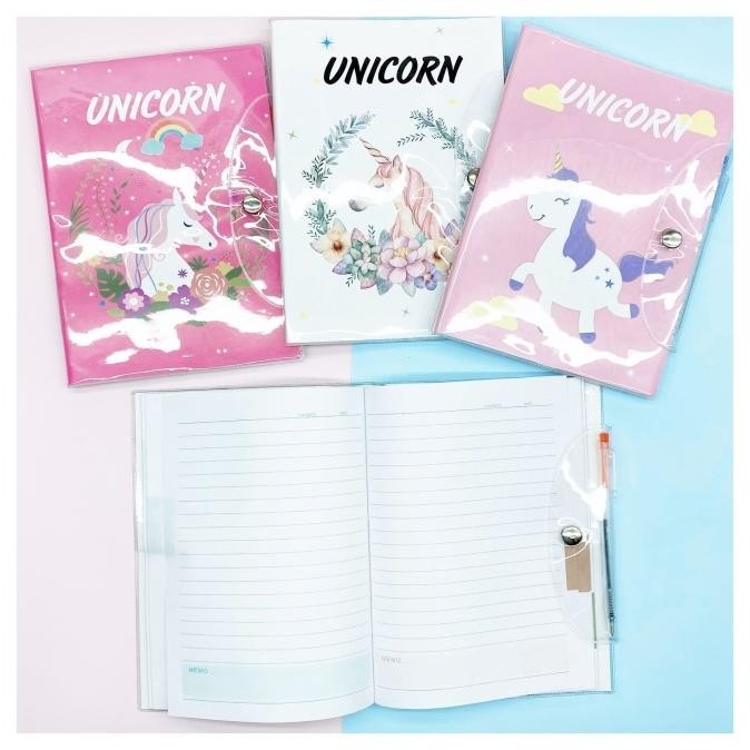 

Buku tulis unicorn + pen sampul mika
