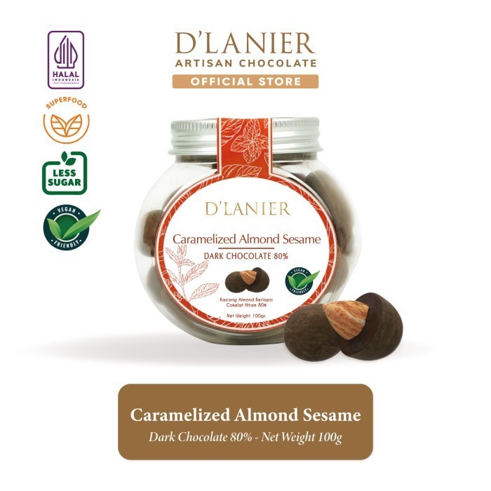 Ready Dlanier Caramelized Almond Sesame with Dark Chocolate 80% - 100gr