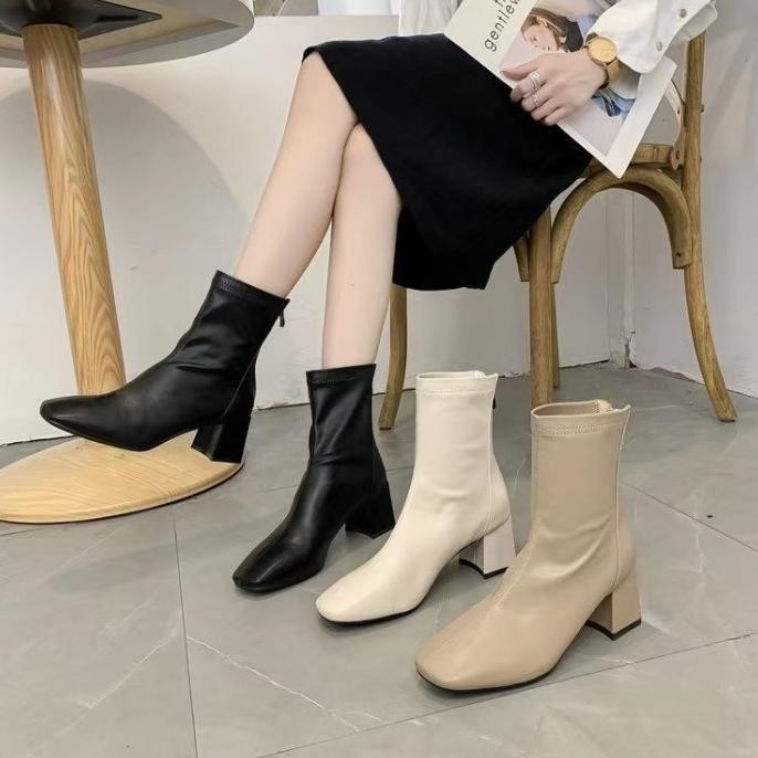 Sepatu Boots Heels Wanita Korea Import Premium Quality F30