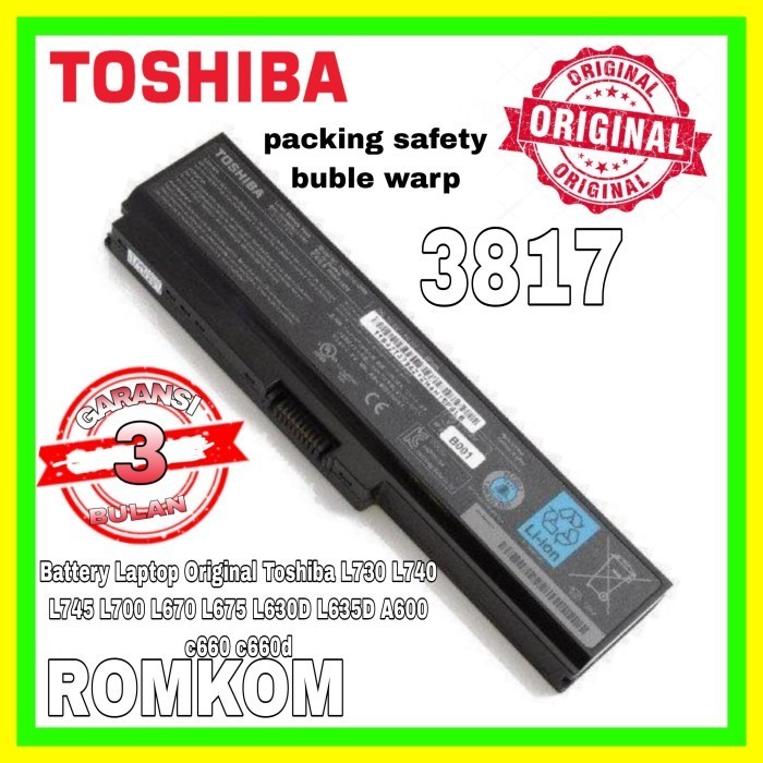 Ready Baterai Batre Laptop Toshiba Satelite L645 L745 Pa3817 ORIGINAL