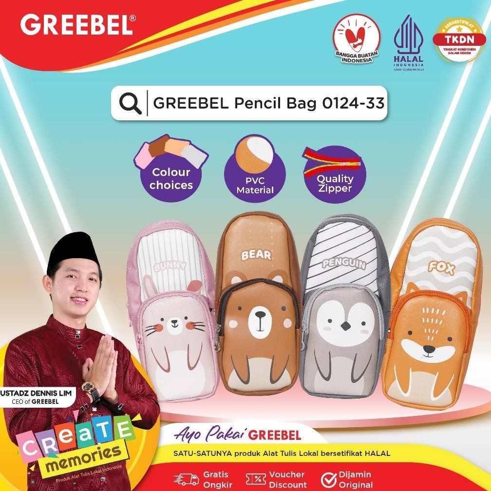 

Premium Greebel Pencil Bag 0124-33 /Tempat Pensil/Kotak Pencil Pen Anak Lucu Cute Warna Warni / Penyimpanan Alat Tulis BisaCod