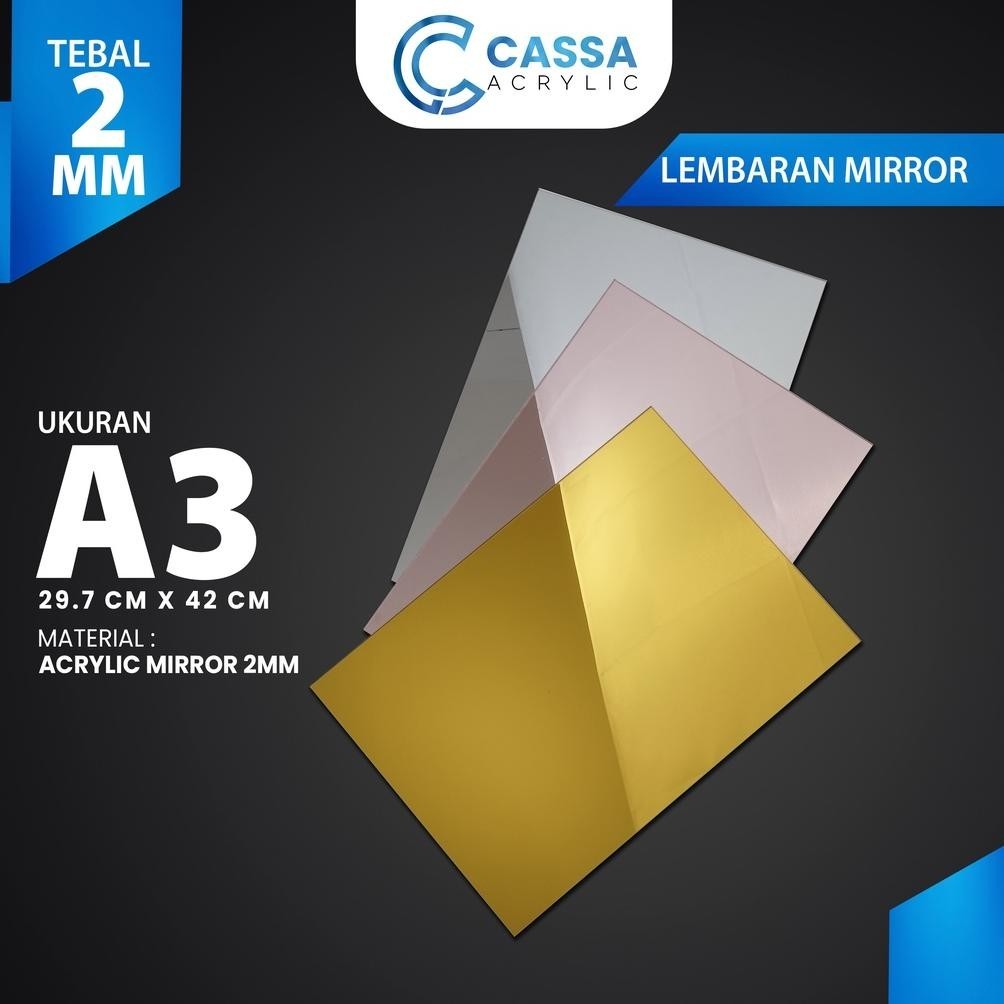

Murah Akrilik Lembaran Mirror A3 2Mm / Acrylic Sheet Gold Silver Rose Gold / Lembaran Akrilik Kaca Promo