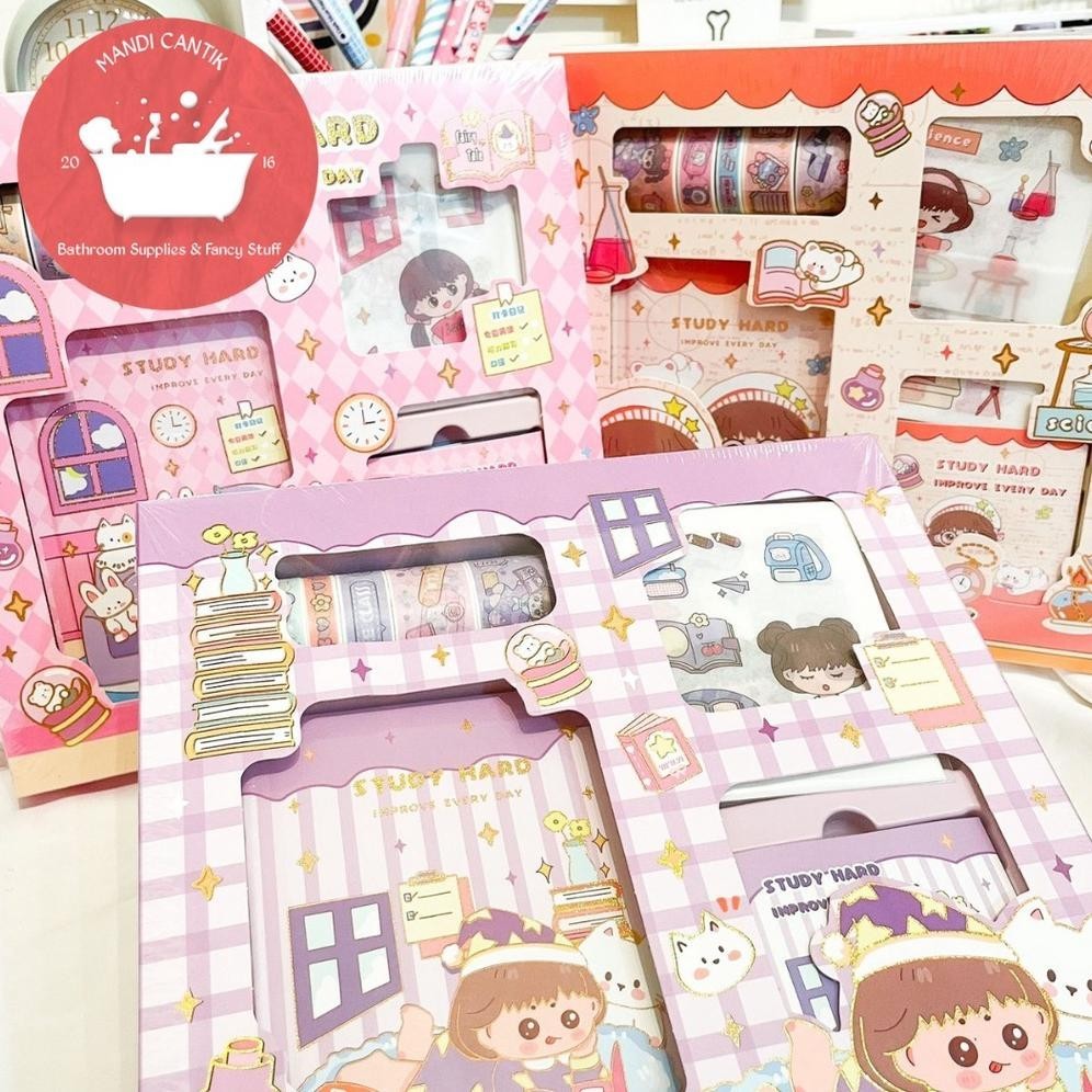 

Flashsale Jurnal 4 In 1 Kode S001 Study Hard (Washi Tape |Sticker|Sticky Notes|Notebook A5) Sale