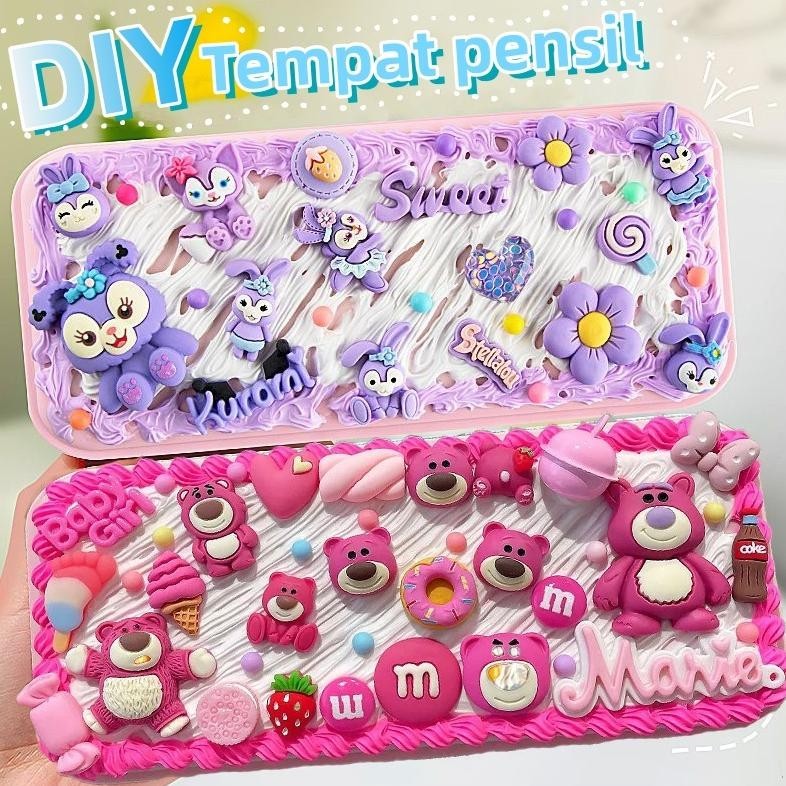 

Berkualitas Diy Deco Cream Kit/Tetapkan Kotak Pen/Tempat Pensil Menghias/ Deco Cream Clay Kotak /Stationery Pake Handmade Gratis Ongkir
