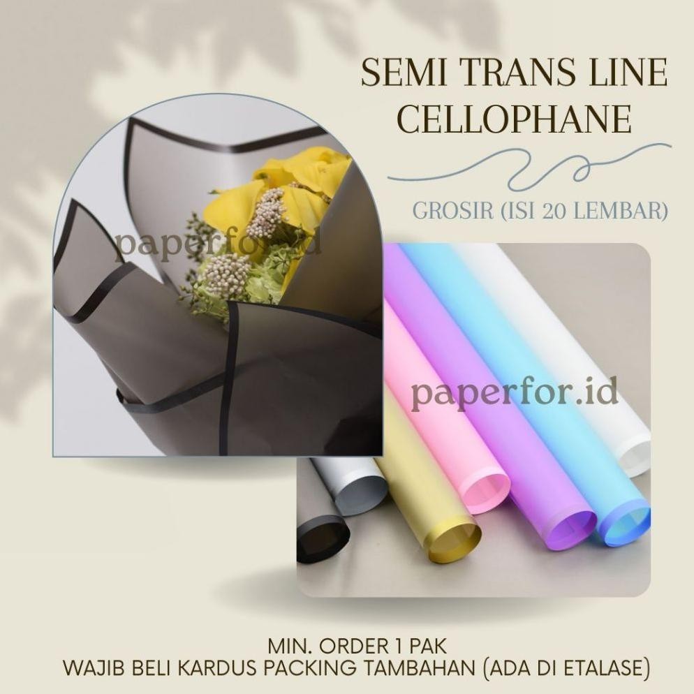 

Murah Grosir Kertas Buket Bunga Cellophane Semi Trans Line Isi 20 Lembar Gratis Ongkir