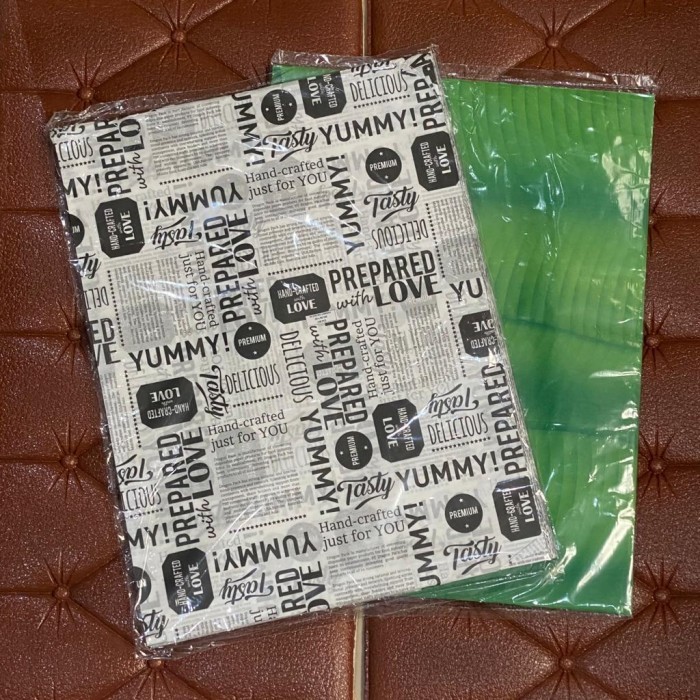 SALE FOOD GRADE ~ KERTAS NASI KFC ANTI LENGKET MOTIF DAUN UK 30 X 40 CM