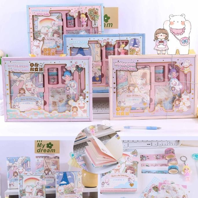 

Premium 7 In 1 Gift Set Paket Jurnal Set Diary Magnetic Notebook Hadiah 1960 Viral