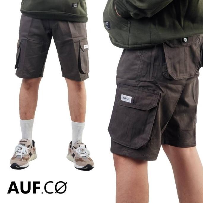 Celana Cargo Pendek Pria Abu Tua Original Auf.Co