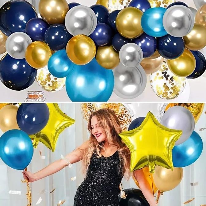 Balon Foil Lateks Warna Biru Emas Untuk Balon Ulang Tahun Dekorasi Ganepkuswandarilaris